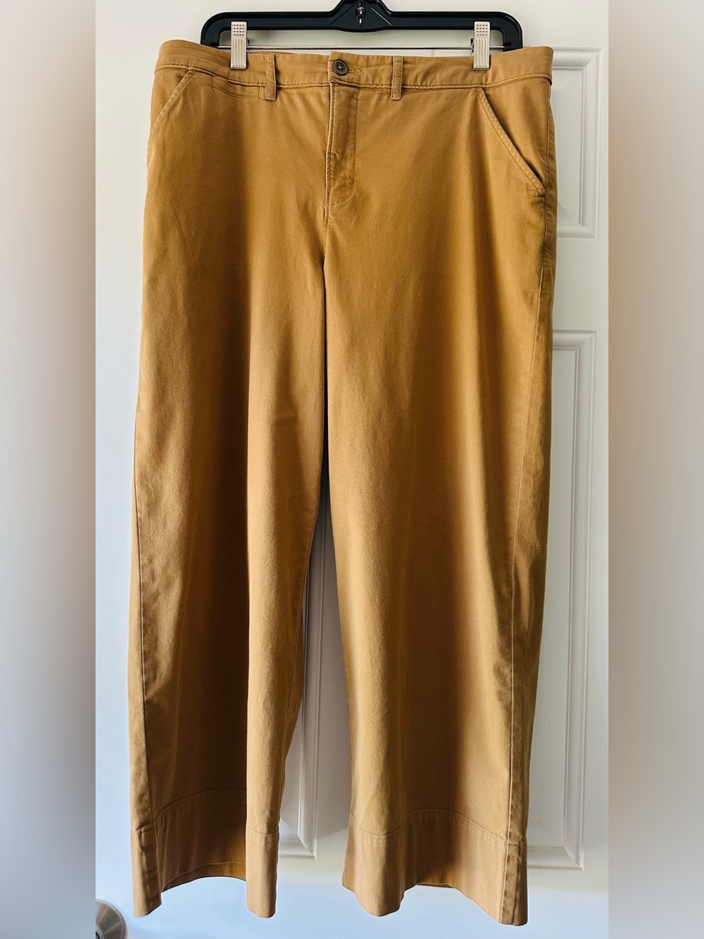 Garnet Hill Cropped Wide Leg Chinos Sz 10 Rich Brown NWT
